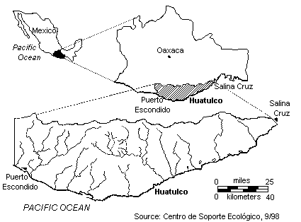 Regional map of Huatulco
