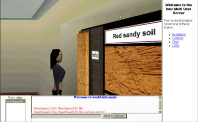 screen shot of avatars 'chatting' in the Virtual Soil Museum