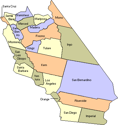 California Map of Southern Counties