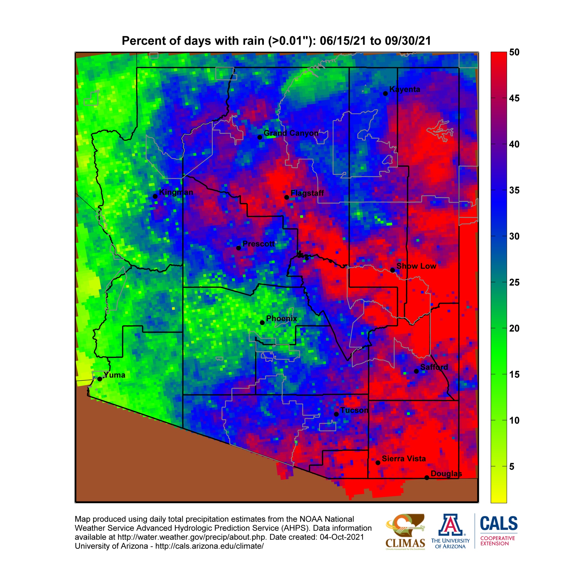 Arizona Monsoon Season Precipitation Maps
