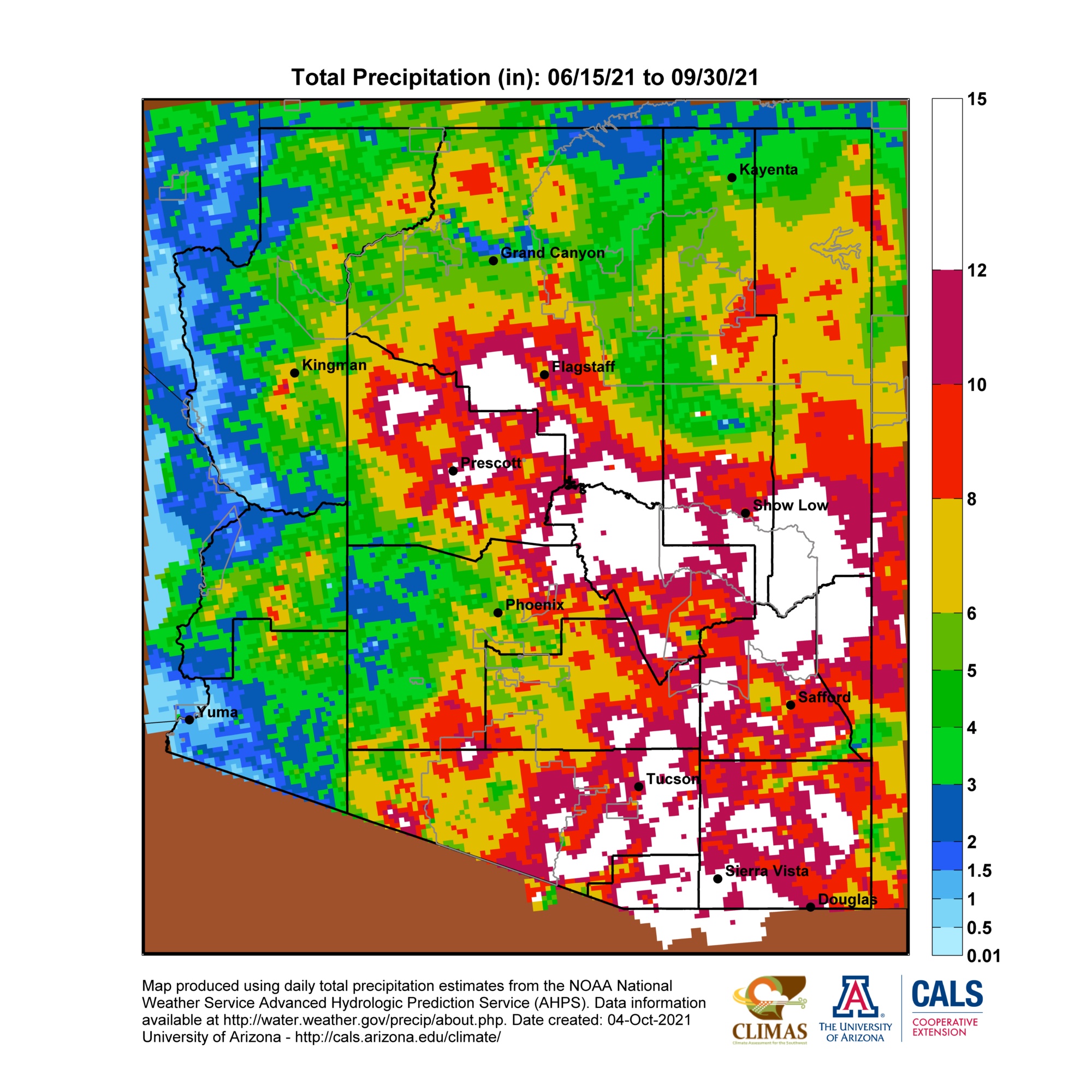 Arizona Monsoon Season Precipitation Maps