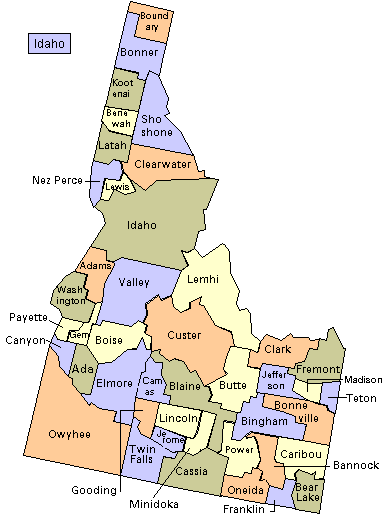 Idaho Map of Counties