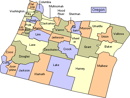 Oregon Map of Counties
