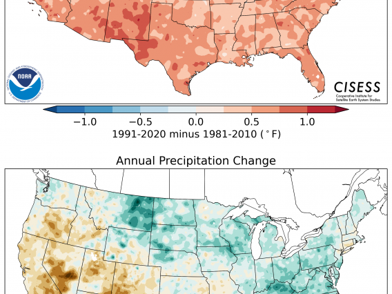 maps comparing 1981-2010 and 1991-2020 climate normals
