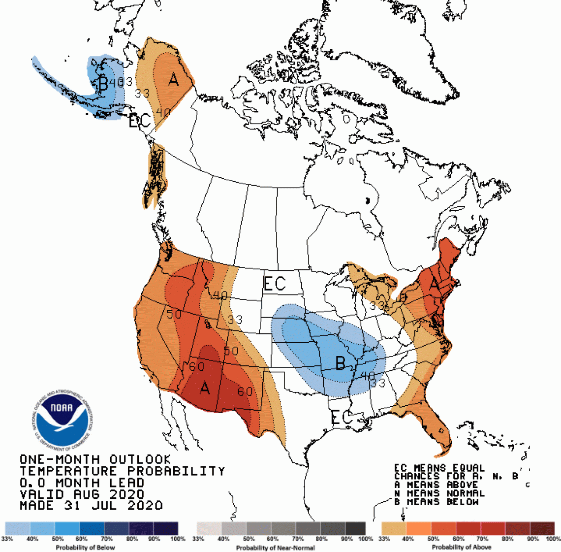 2020 August temperature outlook map