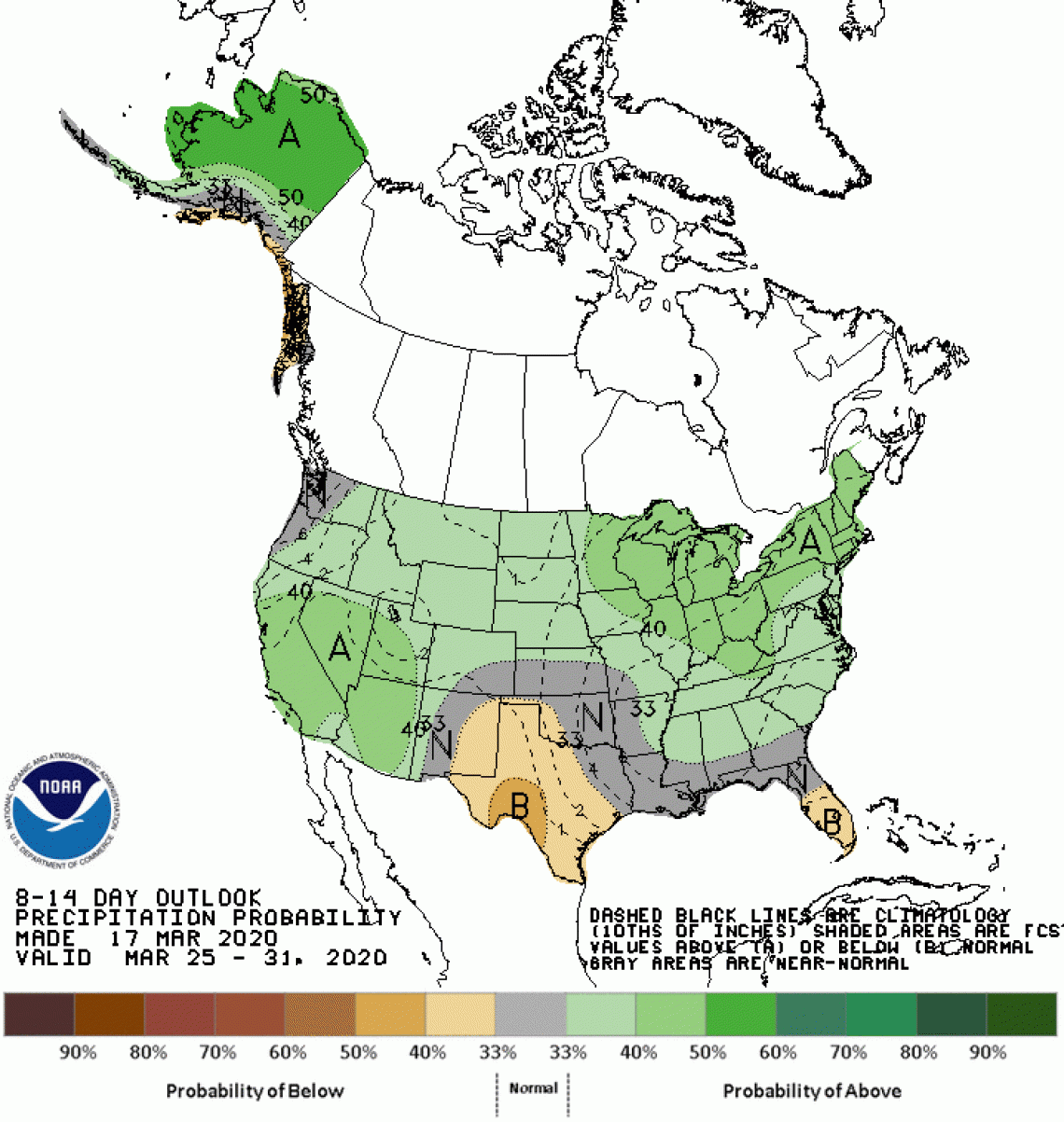 2020 late March precipitation outlook map