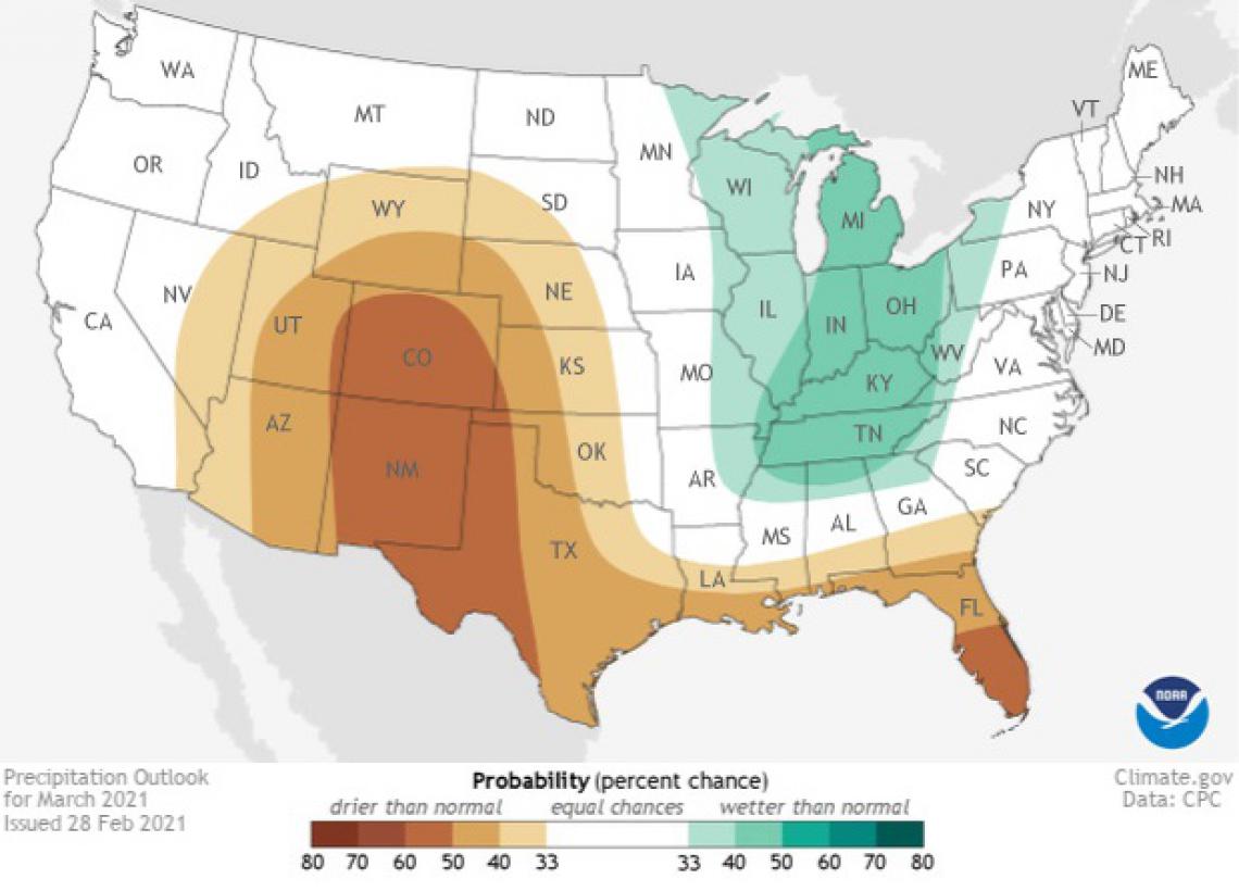 2021 March precipitation outlook map