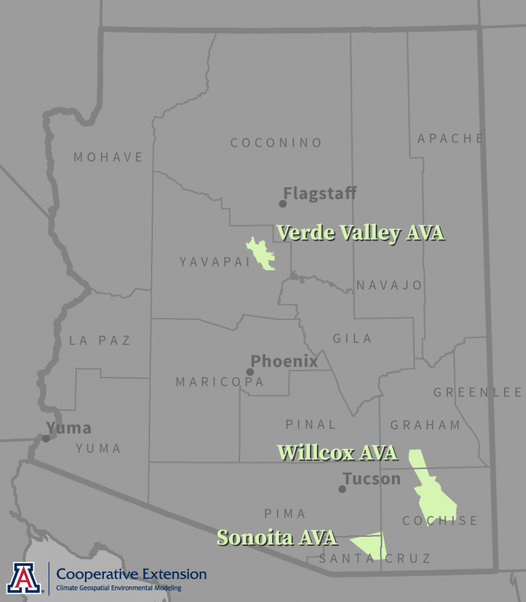 Arizona AVAs location map