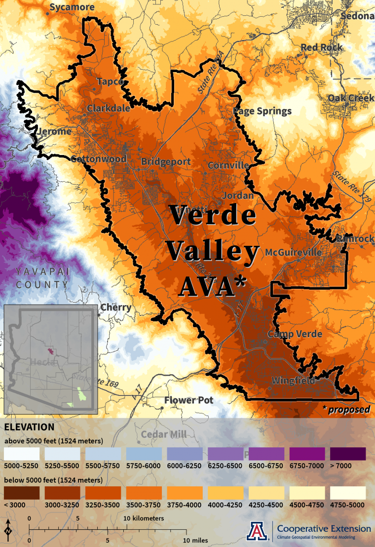 Natuur Voorganger Dictatuur Verde Valley AVA (proposed) Topography Maps | climateGEM
